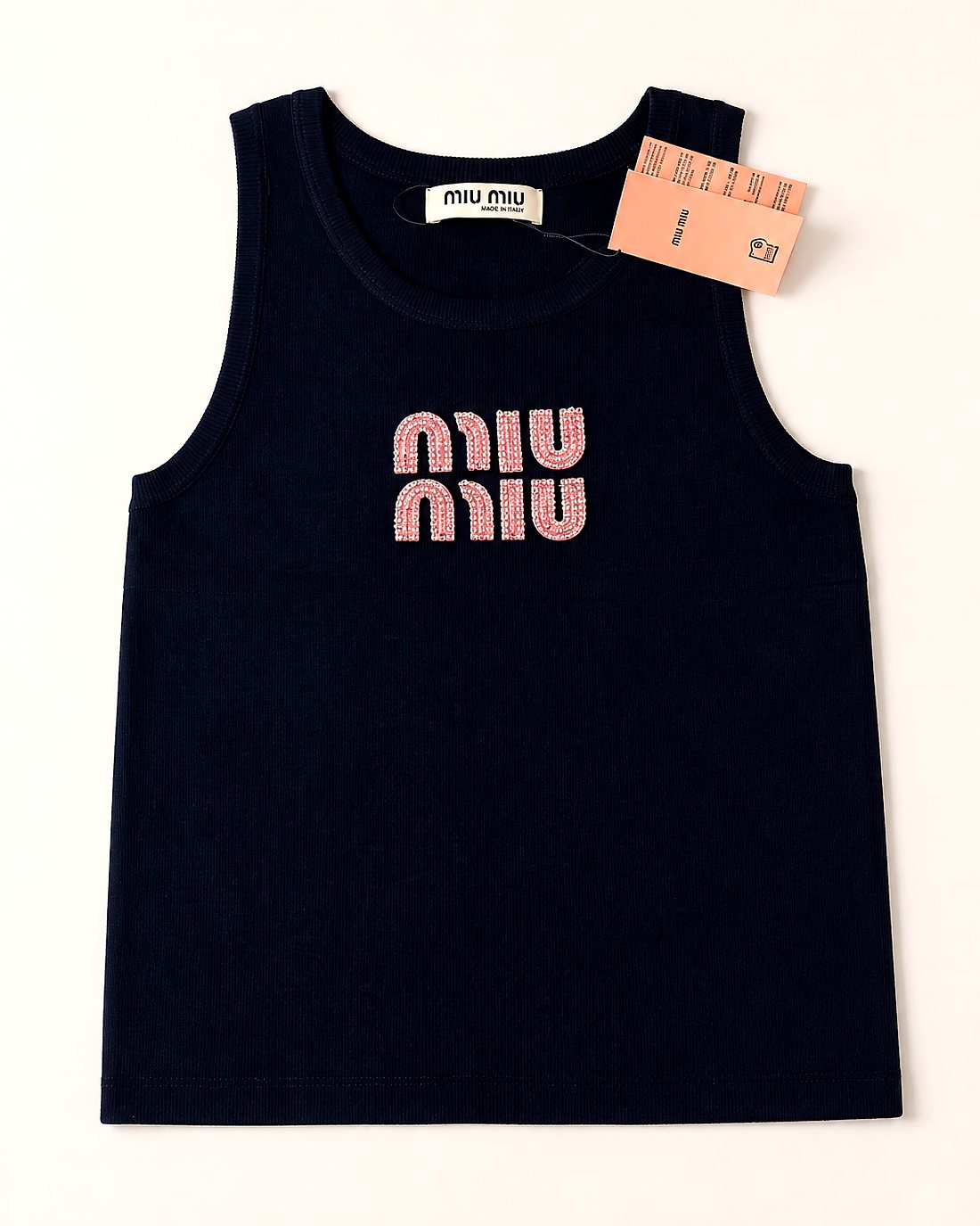 MADAME MLU Crystal Tank Top — Zwart/Roze
