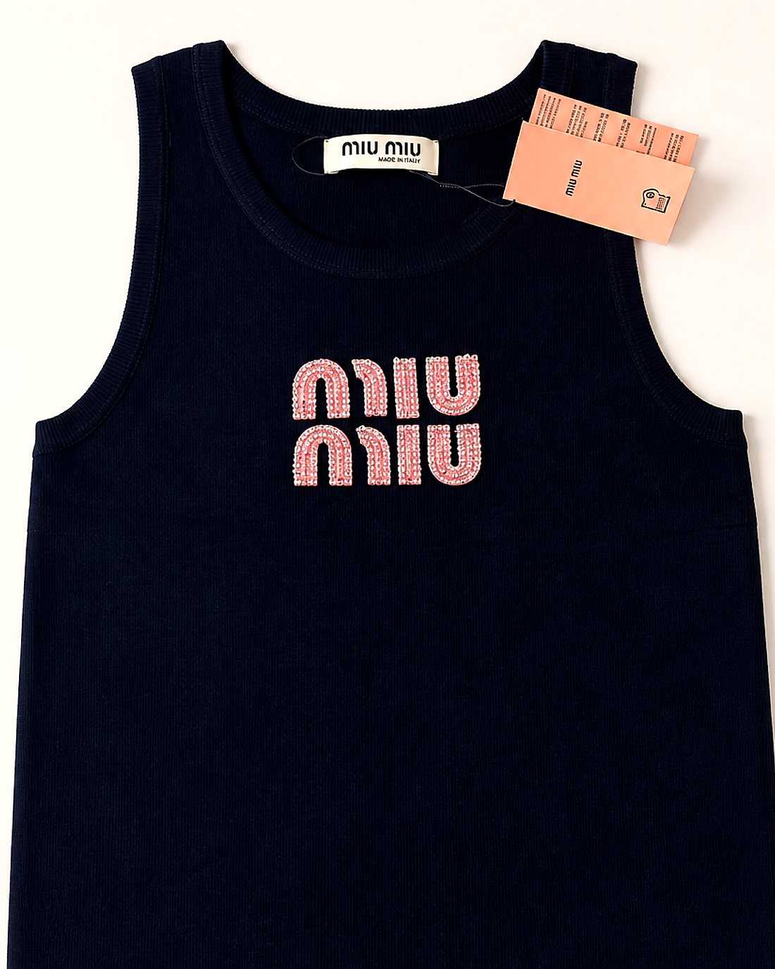 MADAME MLU Crystal Tank Top — Zwart/Roze