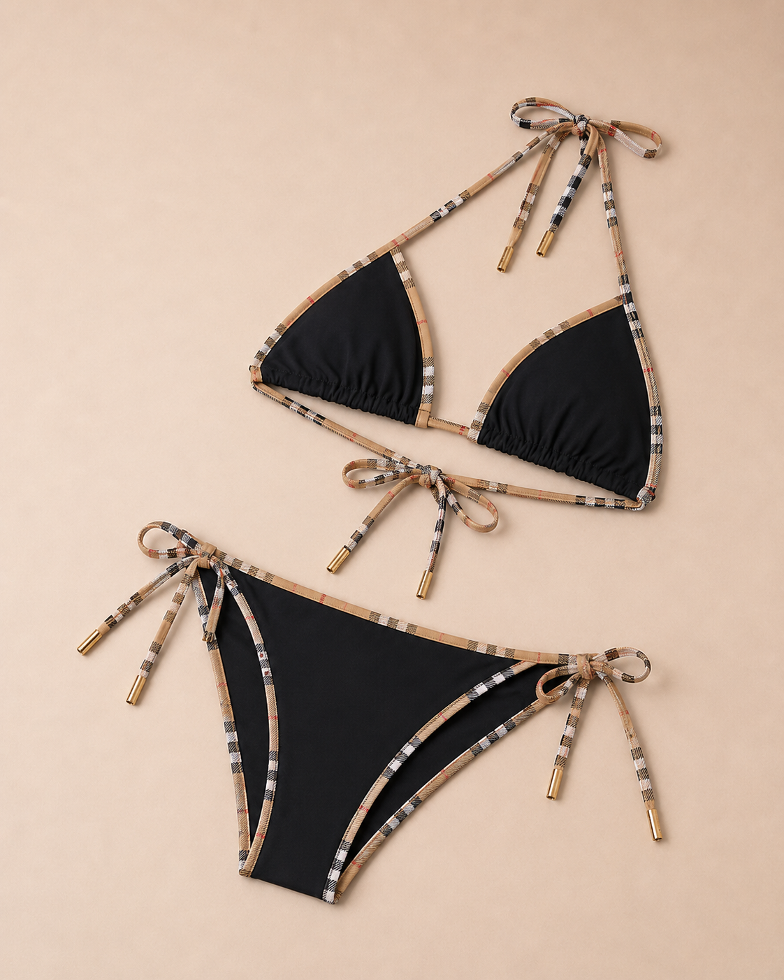 Burbrry - Bikini Zwart met geprinte bandjes