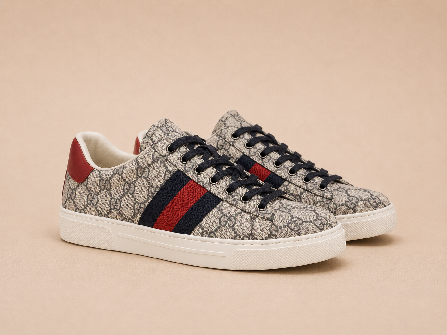 Gucci - Web Sneaker Beige Blauw