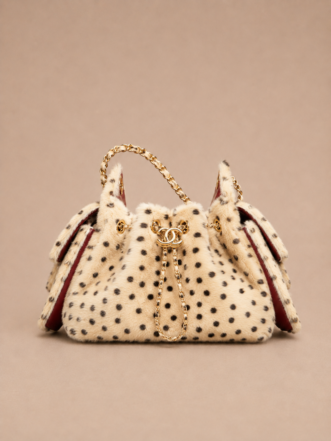 ChaneI 25 Mini Tas Crème met Zwarte Stippen