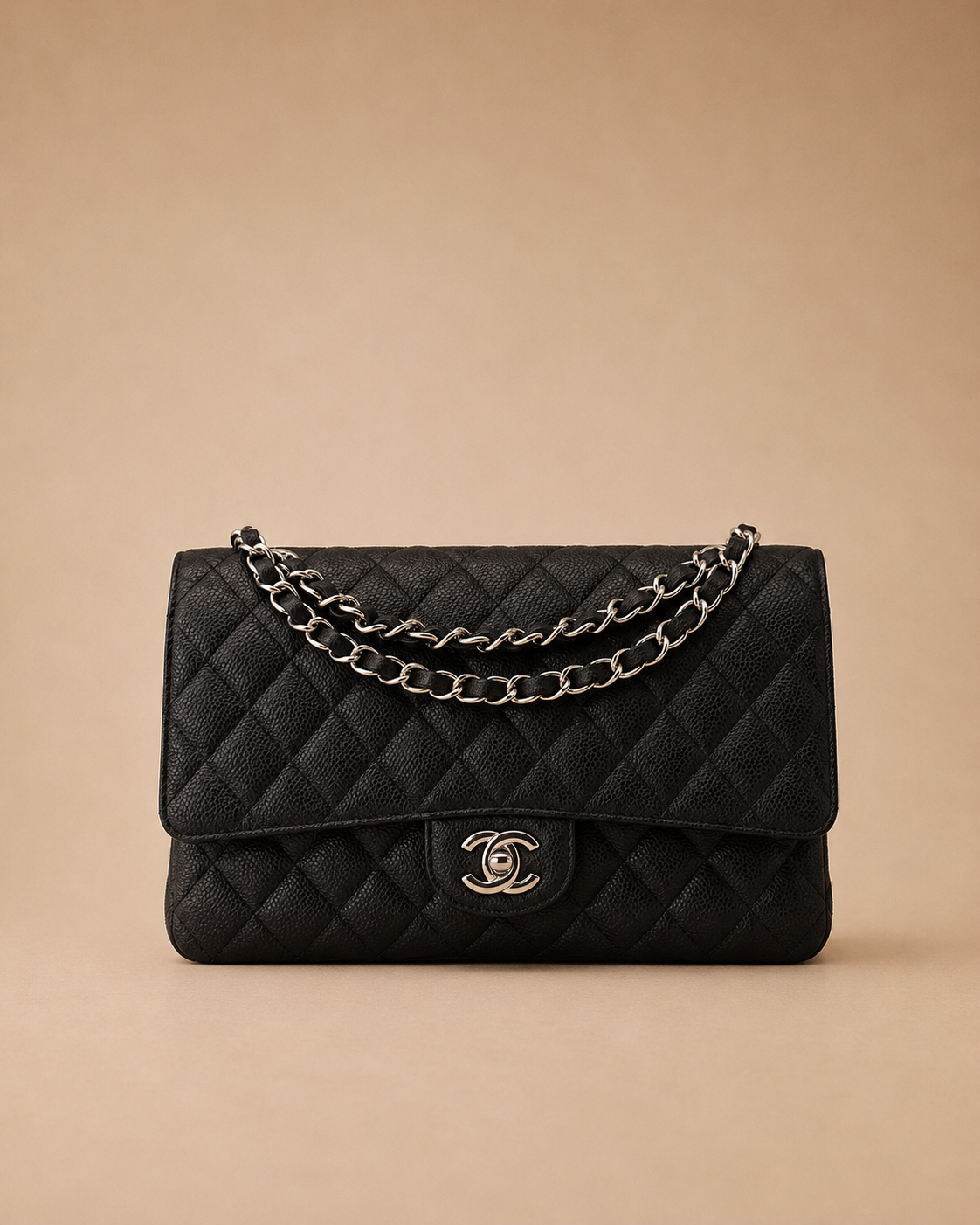 ChaneI - Double Flap Medium Zwart/Zilver