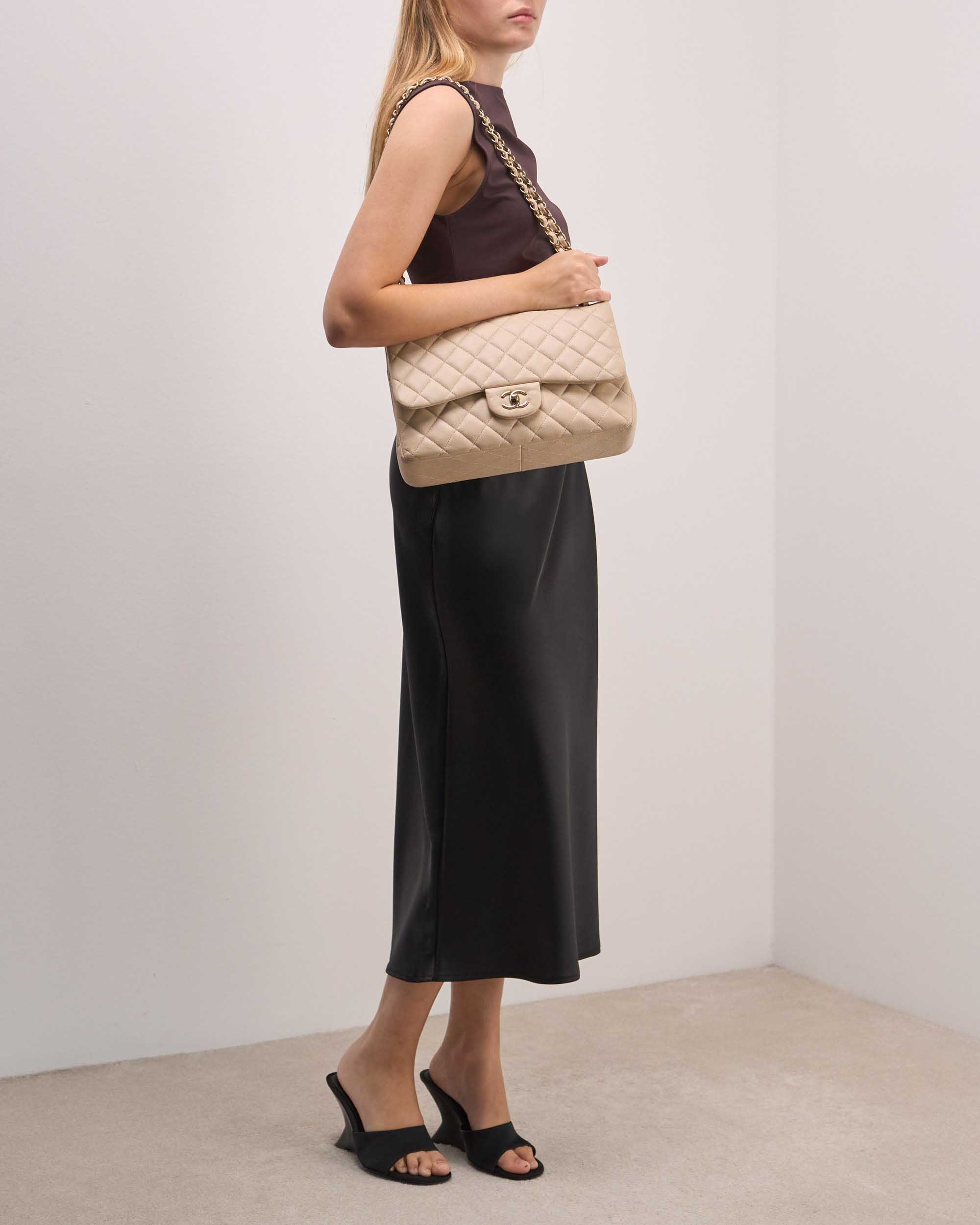 ChaneI - Double Flap Jumbo Beige